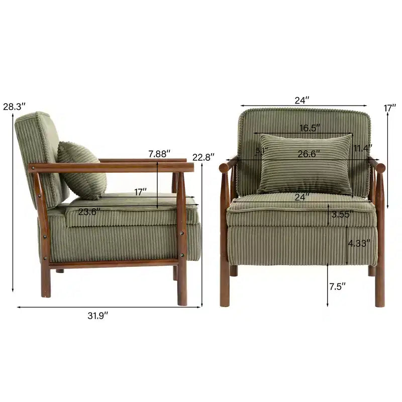 GDFStudio Joule Mid-Century Modern Upholstered Accent Chair with Storage Seat and Pillow