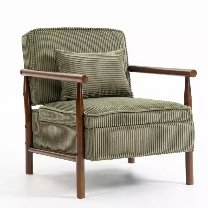 GDFStudio Joule Mid-Century Modern Upholstered Accent Chair with Storage Seat and Pillow