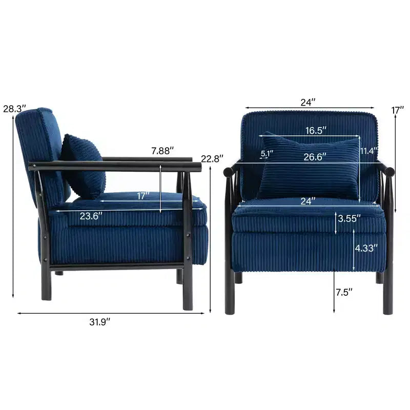 GDFStudio Joule Mid-Century Modern Upholstered Accent Chair with Storage Seat and Pillow
