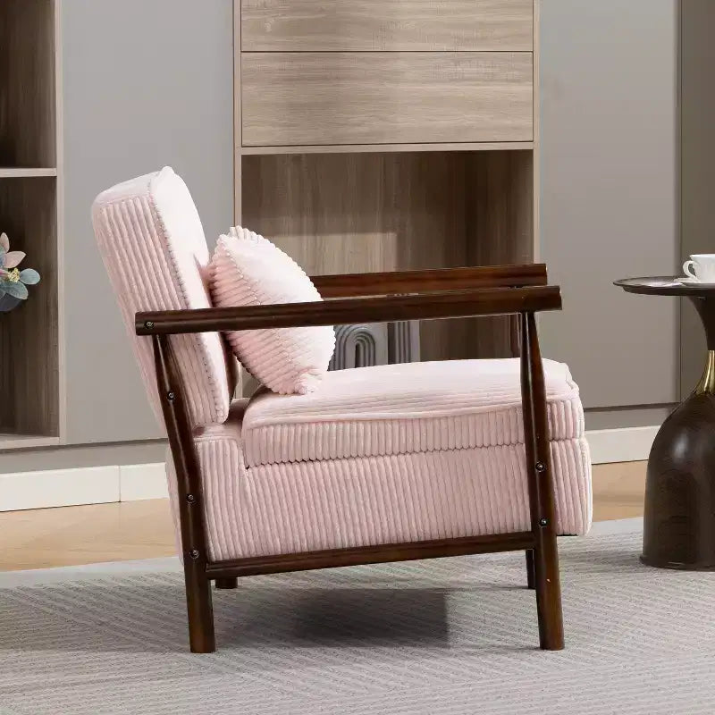 GDFStudio Joule Mid-Century Modern Upholstered Accent Chair with Storage Seat and Pillow