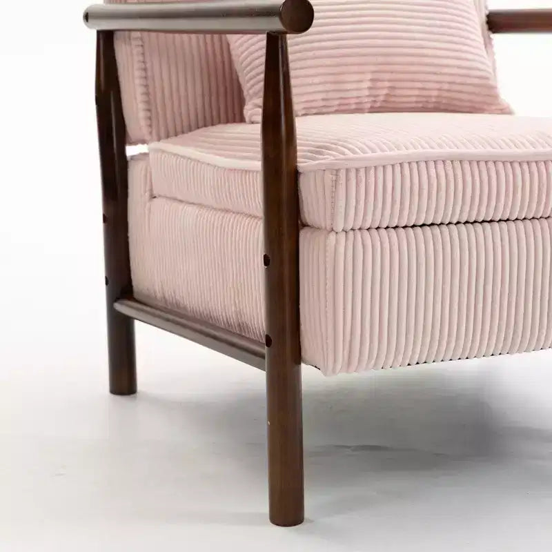 GDFStudio Joule Mid-Century Modern Upholstered Accent Chair with Storage Seat and Pillow
