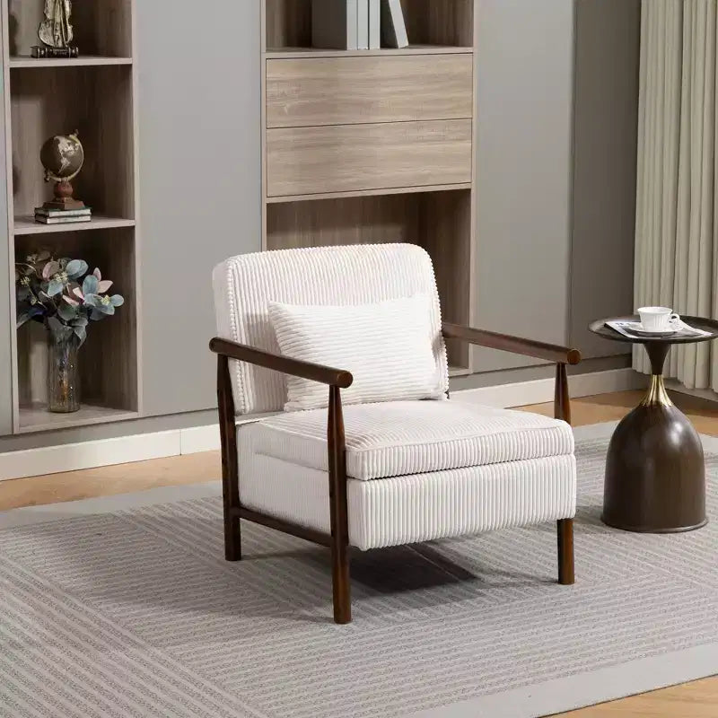 GDFStudio Joule Mid-Century Modern Upholstered Accent Chair with Storage Seat and Pillow