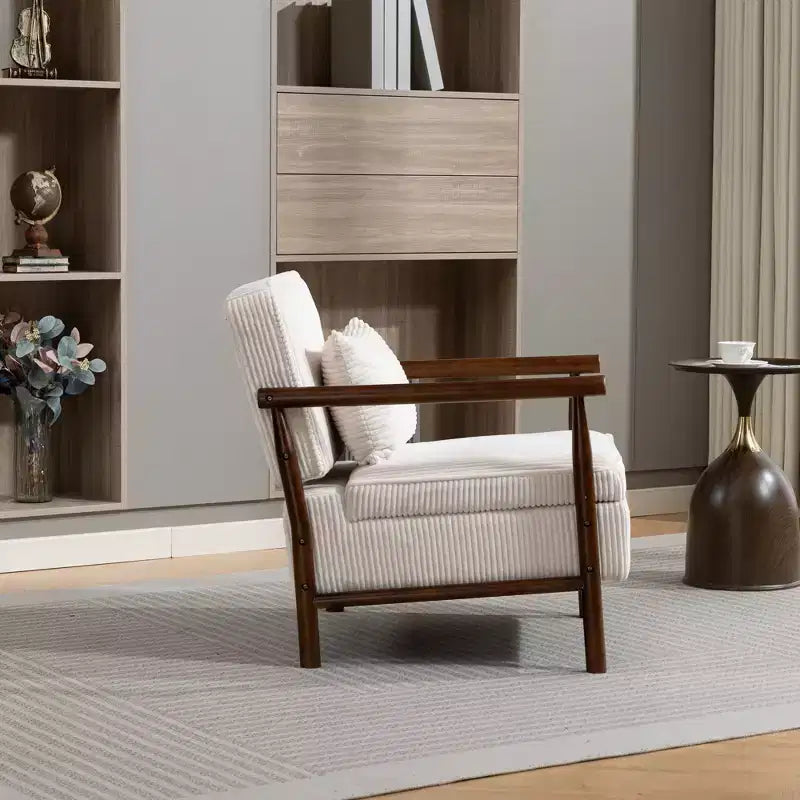 GDFStudio Joule Mid-Century Modern Upholstered Accent Chair with Storage Seat and Pillow