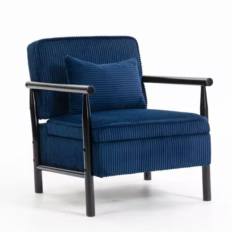 GDFStudio Joule Mid-Century Modern Upholstered Accent Chair with Storage Seat and Pillow