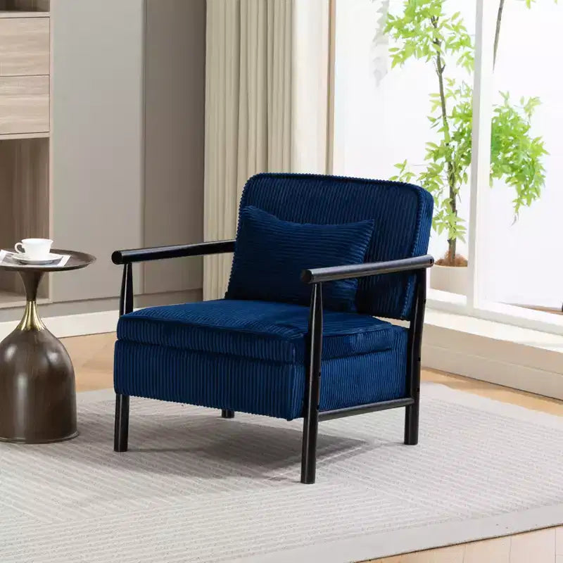 GDFStudio Joule Mid-Century Modern Upholstered Accent Chair with Storage Seat and Pillow