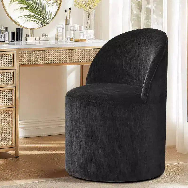 Modern Chenille Upholstered Swivel Accent Chair with Casters, Armless Rolling Lounge Chair for Living Room, Bedroom, or Home Office-Panipeachy