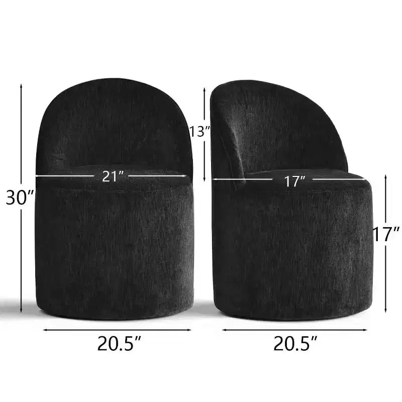 Modern Chenille Upholstered Swivel Accent Chair with Casters, Armless Rolling Lounge Chair for Living Room, Bedroom, or Home Office-Panipeachy