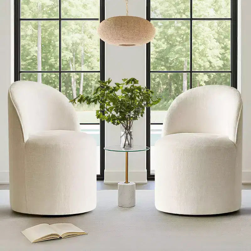 Modern Chenille Upholstered Swivel Accent Chair with Casters, Armless Rolling Lounge Chair for Living Room, Bedroom, or Home Office-Panipeachy