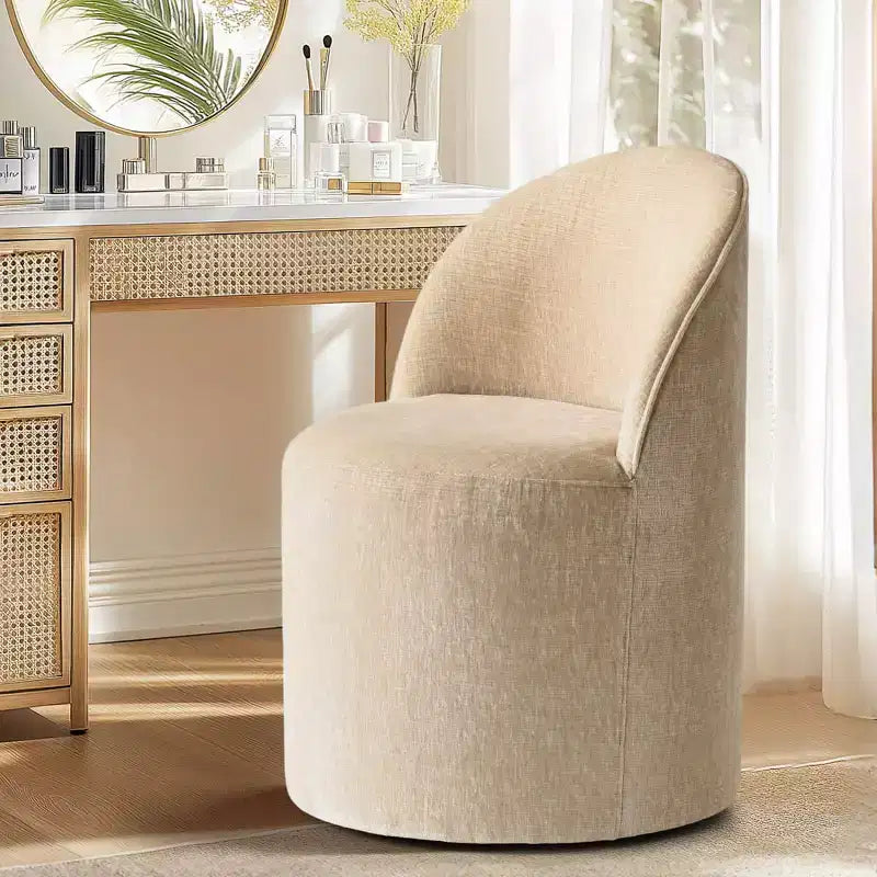 Modern Chenille Upholstered Swivel Accent Chair with Casters, Armless Rolling Lounge Chair for Living Room, Bedroom, or Home Office-Panipeachy
