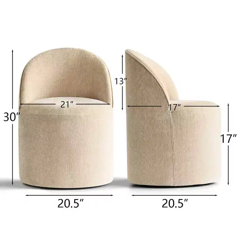 Modern Chenille Upholstered Swivel Accent Chair with Casters, Armless Rolling Lounge Chair for Living Room, Bedroom, or Home Office-Panipeachy
