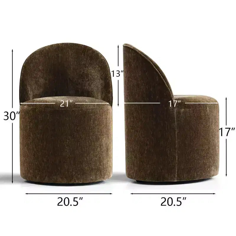 Modern Chenille Upholstered Swivel Accent Chair with Casters, Armless Rolling Lounge Chair for Living Room, Bedroom, or Home Office-Panipeachy