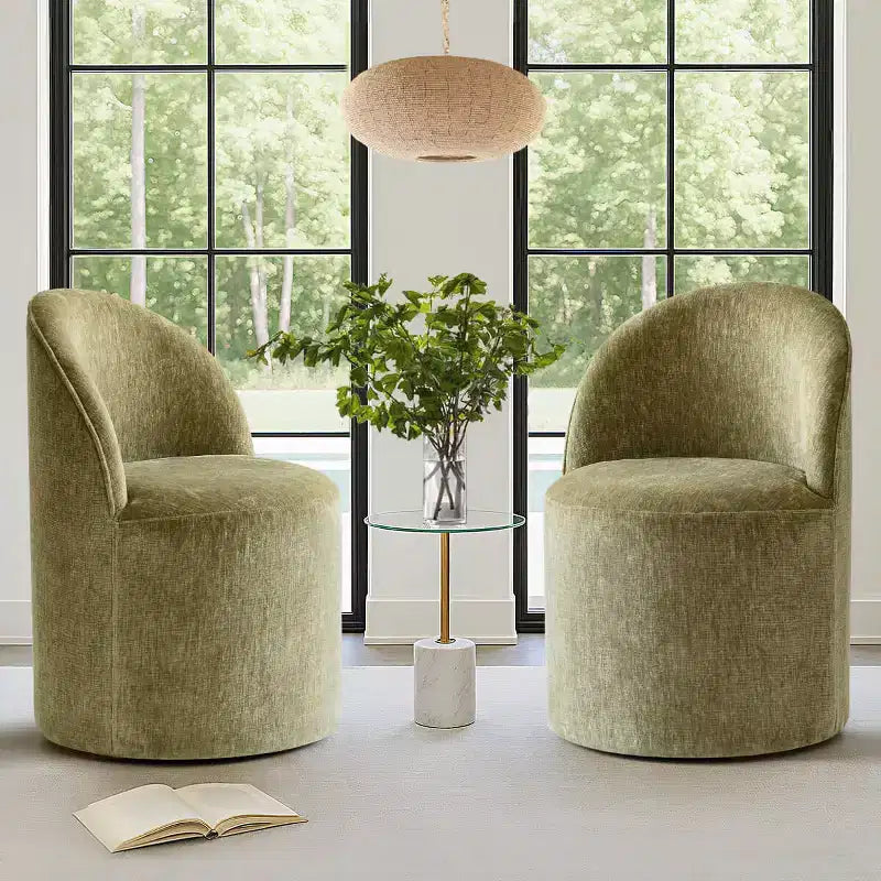 Modern Chenille Upholstered Swivel Accent Chair with Casters, Armless Rolling Lounge Chair for Living Room, Bedroom, or Home Office-Panipeachy