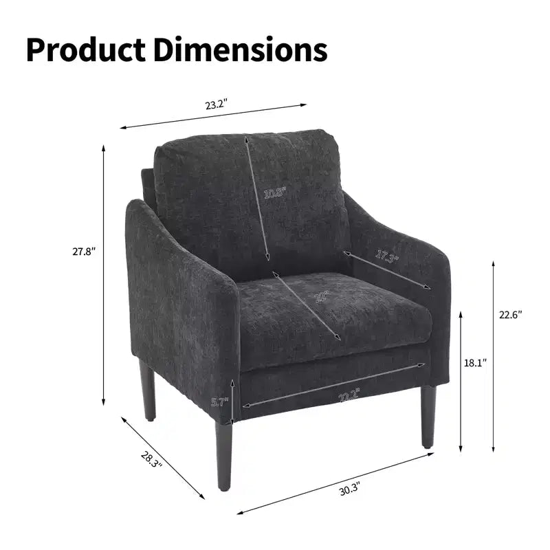Modern Side Chair, Chenille Fabric Comfy Reading Chair for Adults, Curved Armchair, Modern Cloud Single Sofa Accent Chair