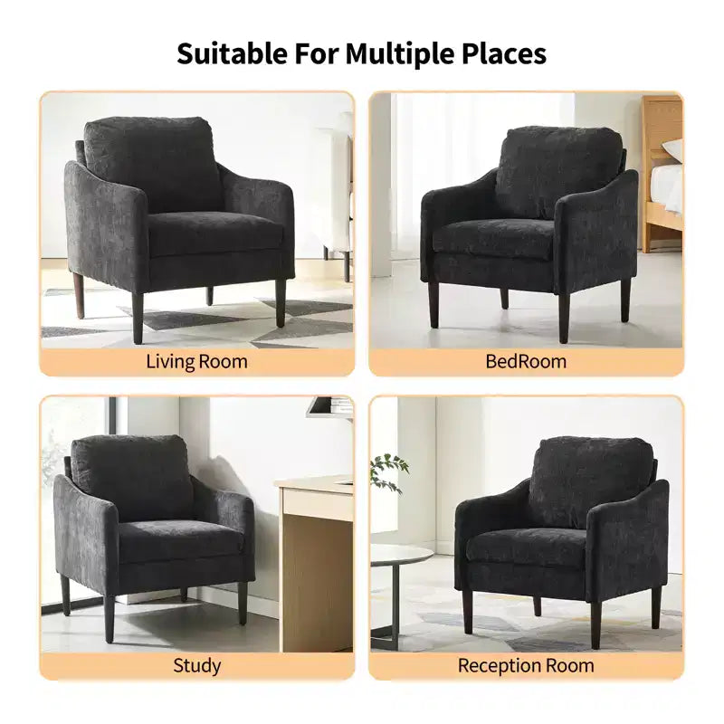 Modern Side Chair, Chenille Fabric Comfy Reading Chair for Adults, Curved Armchair, Modern Cloud Single Sofa Accent Chair
