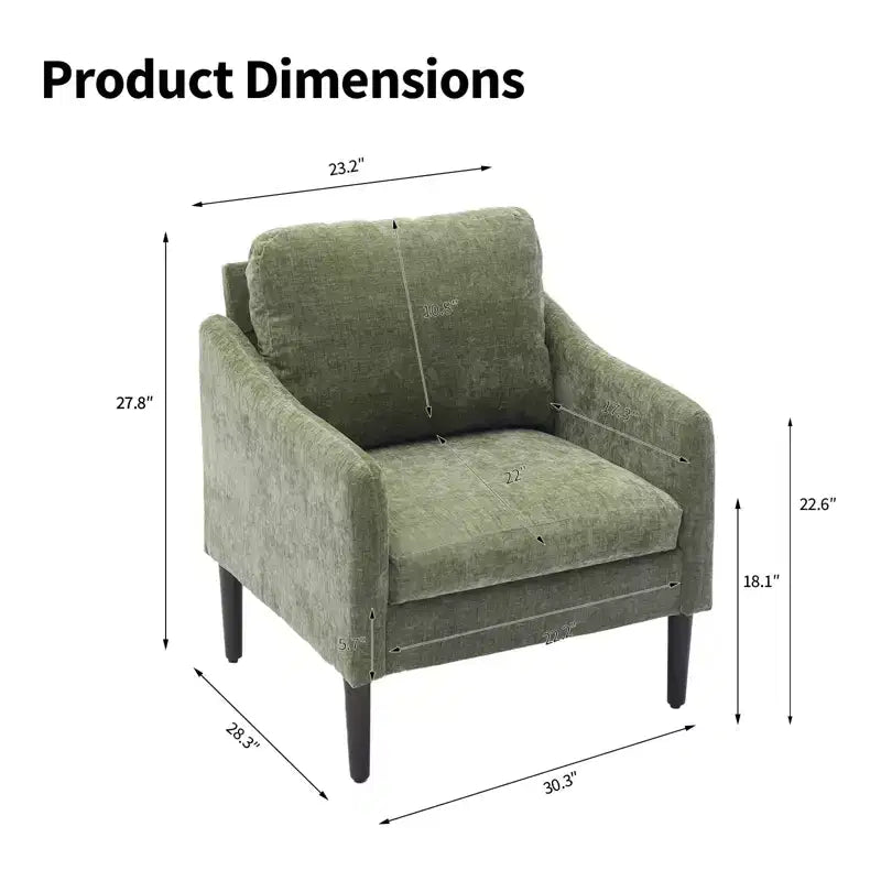 Modern Side Chair, Chenille Fabric Comfy Reading Chair for Adults, Curved Armchair, Modern Cloud Single Sofa Accent Chair