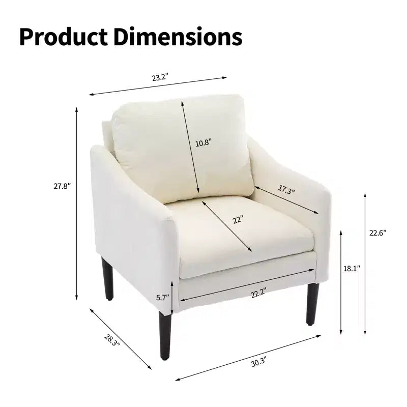 Modern Side Chair, Chenille Fabric Comfy Reading Chair for Adults, Curved Armchair, Modern Cloud Single Sofa Accent Chair