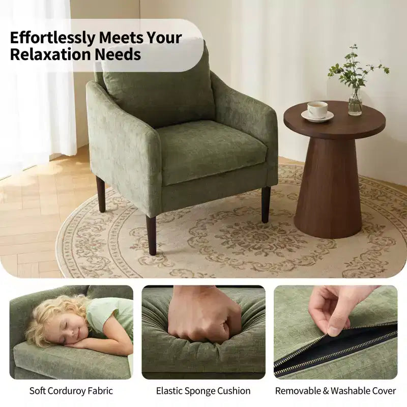 Modern Side Chair, Chenille Fabric Comfy Reading Chair for Adults, Curved Armchair, Modern Cloud Single Sofa Accent Chair