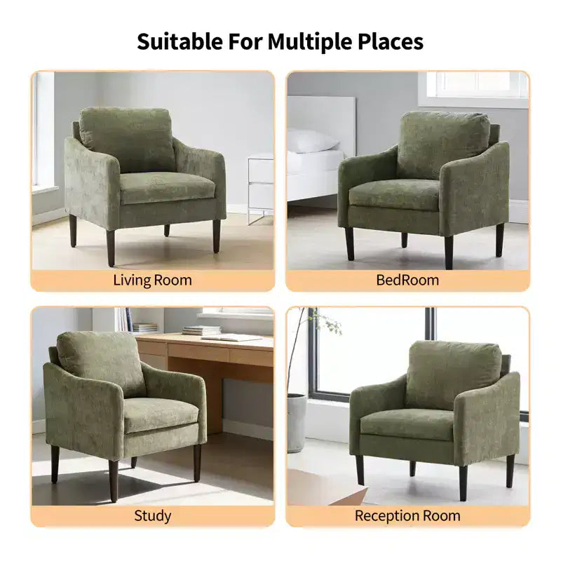 Modern Side Chair, Chenille Fabric Comfy Reading Chair for Adults, Curved Armchair, Modern Cloud Single Sofa Accent Chair