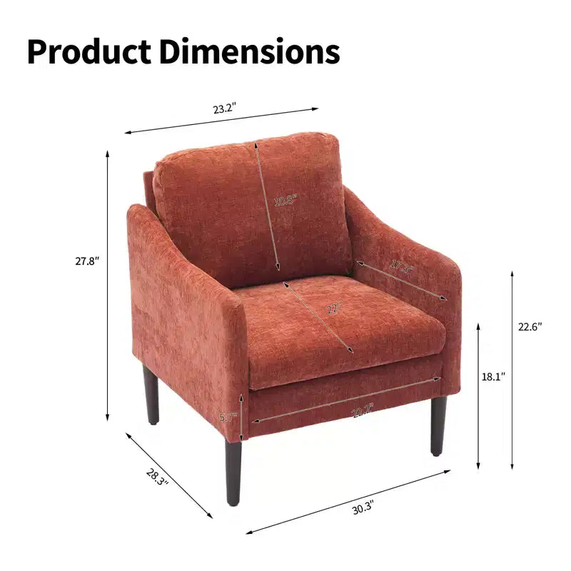 Modern Side Chair, Chenille Fabric Comfy Reading Chair for Adults, Curved Armchair, Modern Cloud Single Sofa Accent Chair