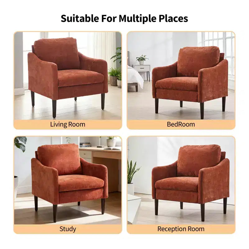 Modern Side Chair, Chenille Fabric Comfy Reading Chair for Adults, Curved Armchair, Modern Cloud Single Sofa Accent Chair