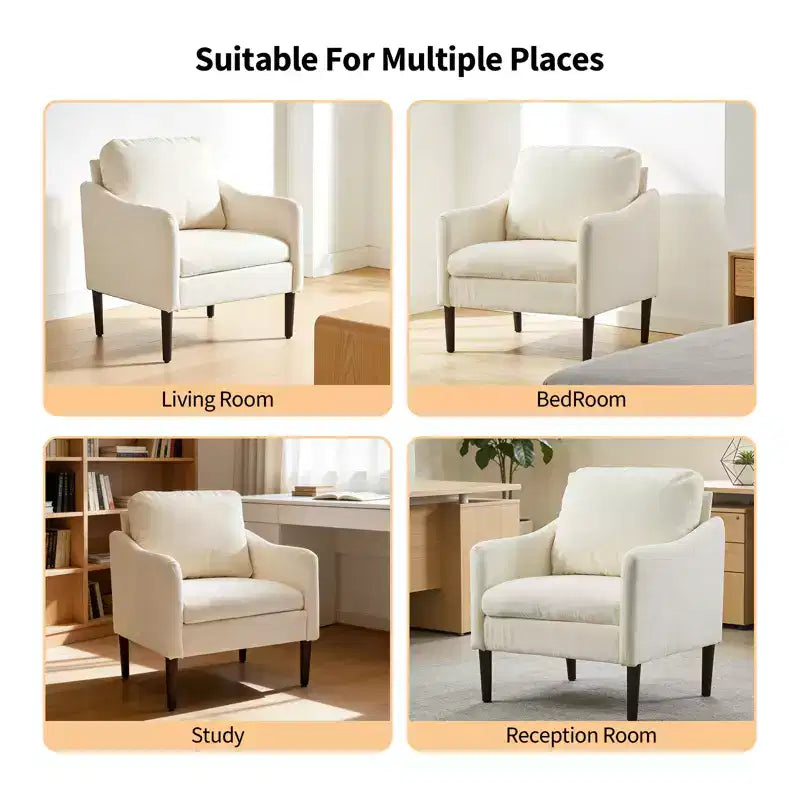 Modern Side Chair, Chenille Fabric Comfy Reading Chair for Adults, Curved Armchair, Modern Cloud Single Sofa Accent Chair