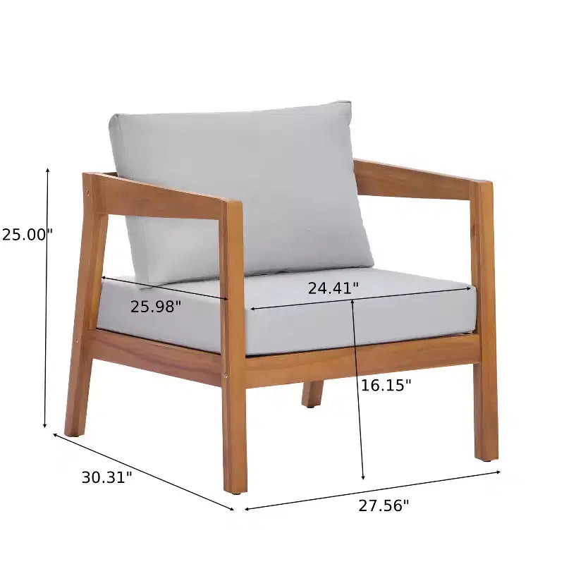 ModernLuxe Ensemble de canapés de jardin 4/5 pièces en bois d'acacia, salon de jardin avec table basse pour véranda/jardin/balcon