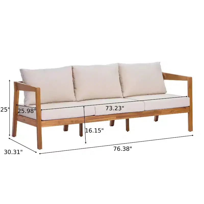 ModernLuxe Ensemble de canapés de jardin 4/5 pièces en bois d'acacia, salon de jardin avec table basse pour véranda/jardin/balcon
