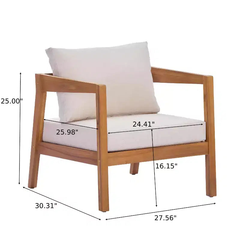 ModernLuxe Ensemble de canapés de jardin 4/5 pièces en bois d'acacia, salon de jardin avec table basse pour véranda/jardin/balcon