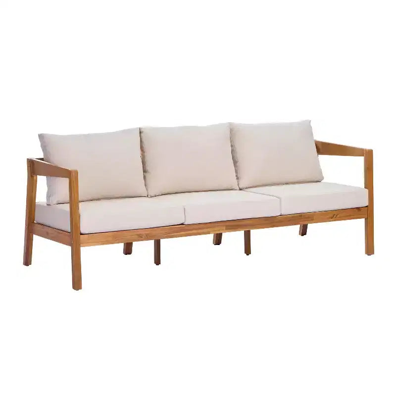 ModernLuxe Ensemble de canapés de jardin 4/5 pièces en bois d'acacia, salon de jardin avec table basse pour véranda/jardin/balcon