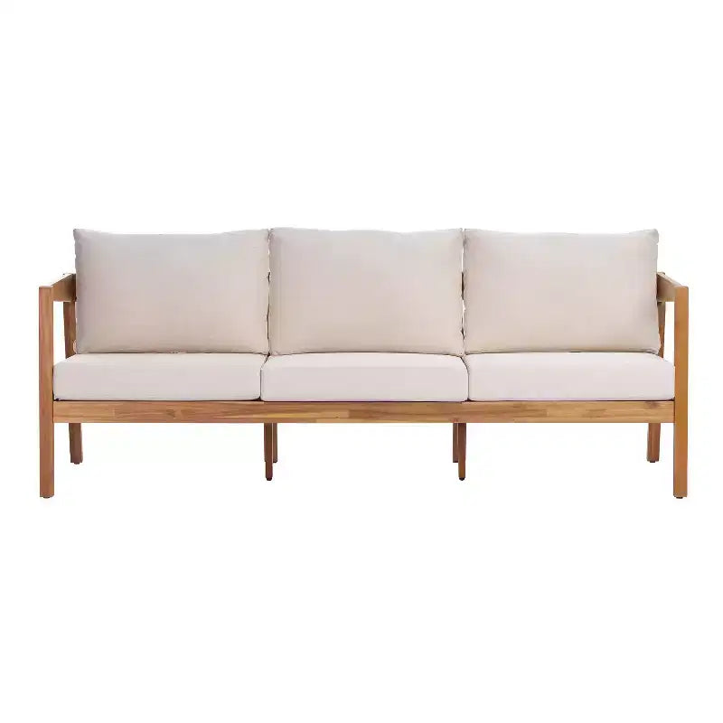 ModernLuxe Ensemble de canapés de jardin 4/5 pièces en bois d'acacia, salon de jardin avec table basse pour véranda/jardin/balcon