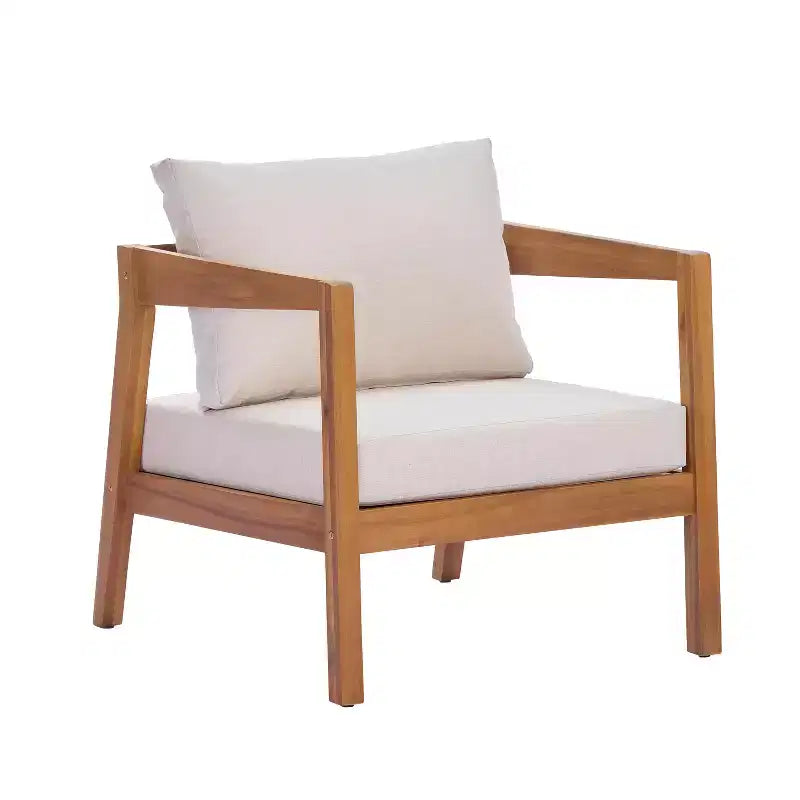 ModernLuxe Ensemble de canapés de jardin 4/5 pièces en bois d'acacia, salon de jardin avec table basse pour véranda/jardin/balcon