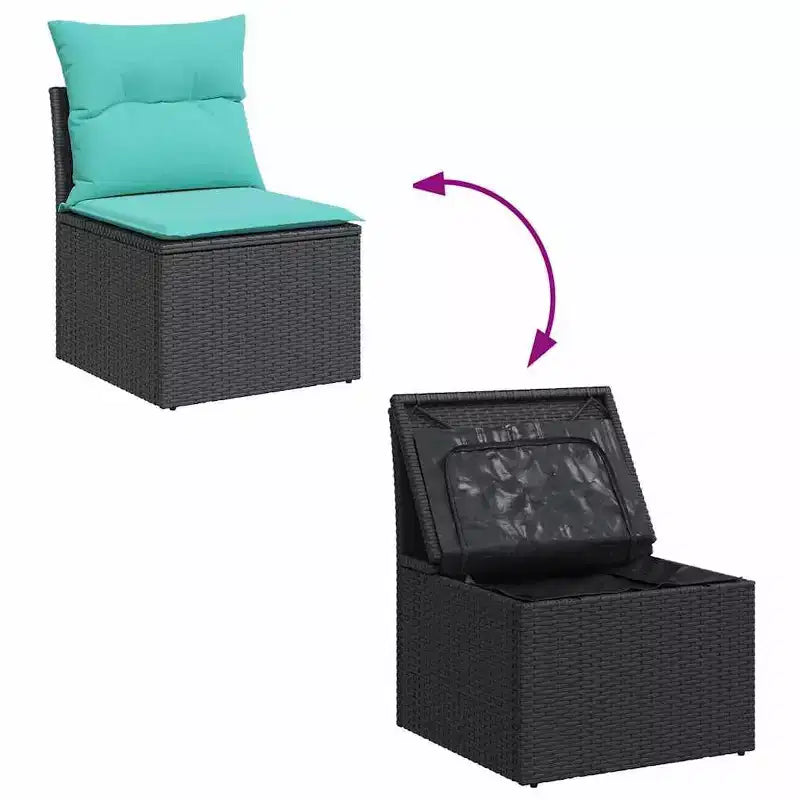 vidaXL Salon de jardin 11 pièces avec coussins en résine tressée noir