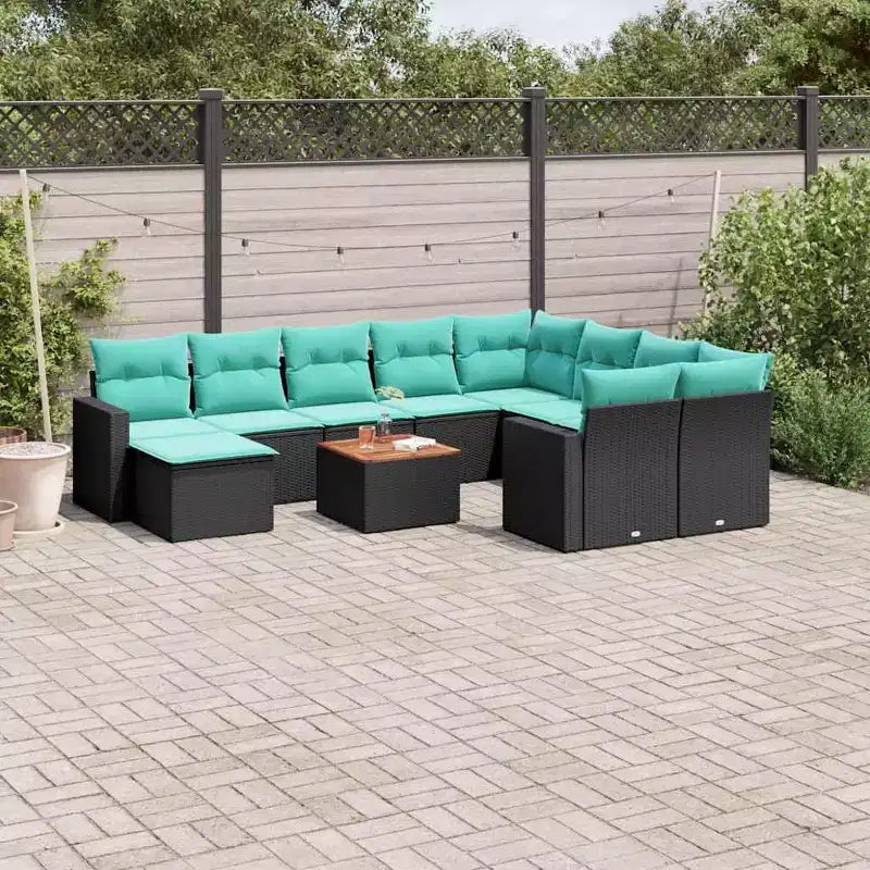 vidaXL Salon de jardin 11 pièces avec coussins en résine tressée noir