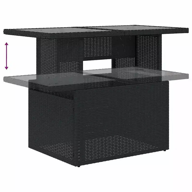 vidaXL Salon de jardin 11 pcs avec coussins Noir Résine tressée Acacia