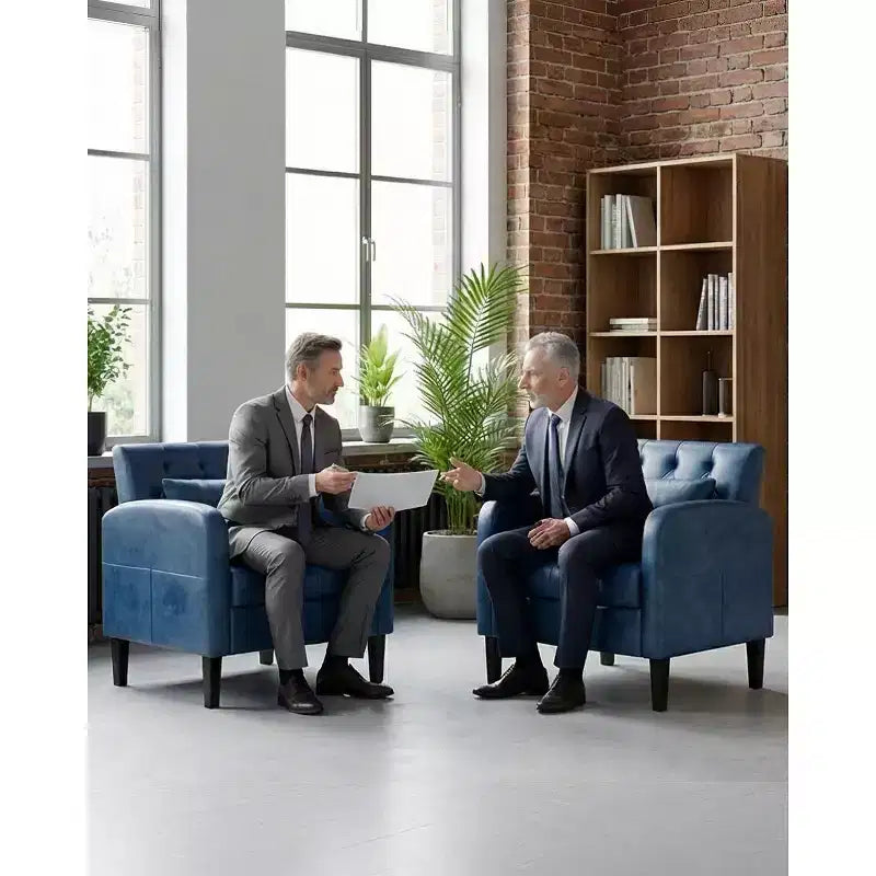 TYBOATLE Fauteuil d'appoint du milieu du siècle en similicuir avec rangement dissimulé, fauteuil capitonné avec poches latérales et coussin lombaire pour salon, bureau