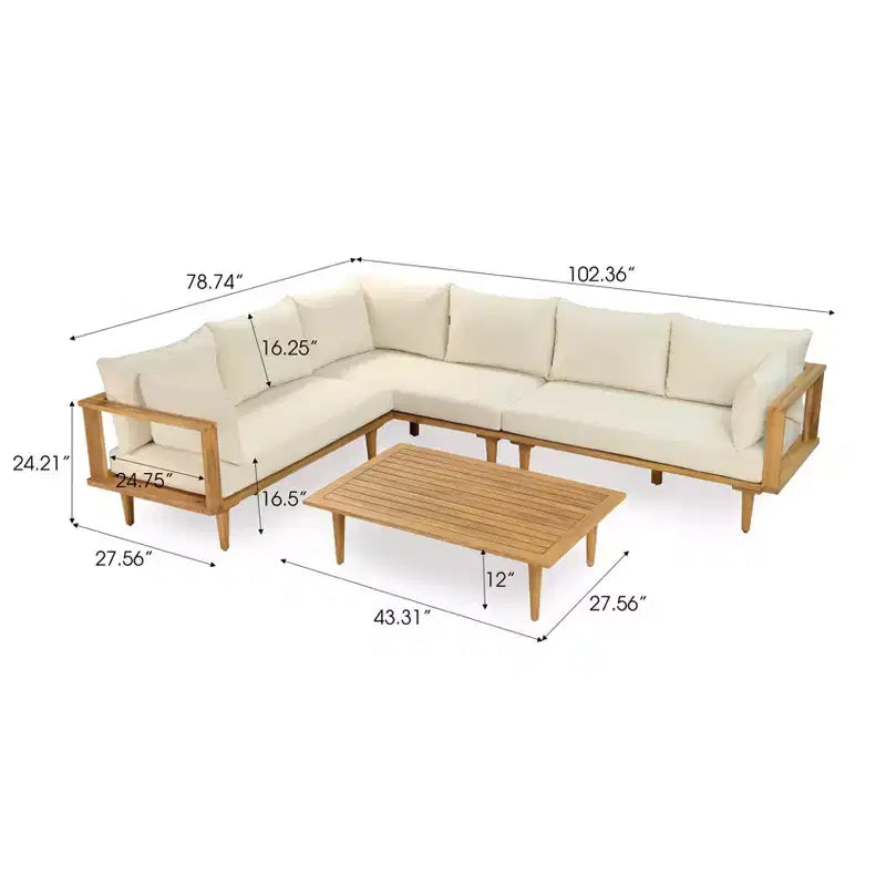 ModernLuxe Salon de jardin modulable en forme de L, ensemble de conversation d'extérieur résistant aux intempéries, ensemble de détente avec coussins, table et oreillers