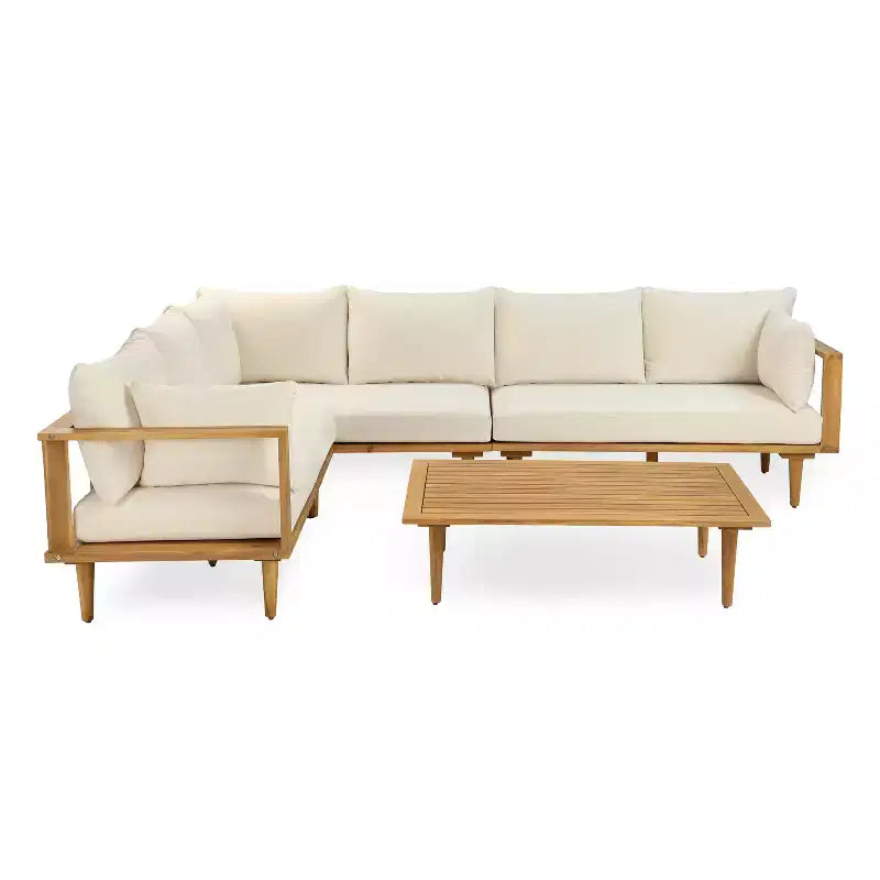 ModernLuxe Salon de jardin modulable en forme de L, ensemble de conversation d'extérieur résistant aux intempéries, ensemble de détente avec coussins, table et oreillers