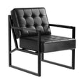 Mid-Century Modern Accent Chair Button-Tufted PU Leather Lounge Chair with Metal Frame, Ideal for Living Room, Bedroom, Office, Reception