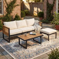 ModernLuxe 3/4/5-Piece Outdoor Patio Sofa Set, Patio Conversation Set with Coffee Table & Waterproof Cushions for Garden/Patio/Backyard, Beige