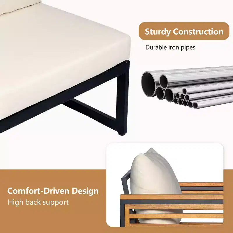 ModernLuxe Salon de jardin 3/4/5 pièces, ensemble de conversation de patio avec table basse et coussins imperméables pour jardin/terrasse/arrière-cour, beige