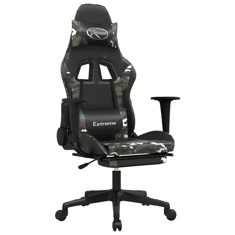 vidaXL Gaming Chair Black and Green Faux leather, metal, plywood, foam