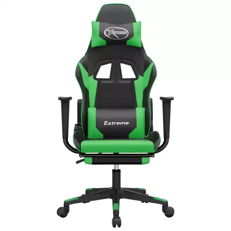 vidaXL Chaise de jeu similicuir noir et vert, métal, contreplaqué, mousse
