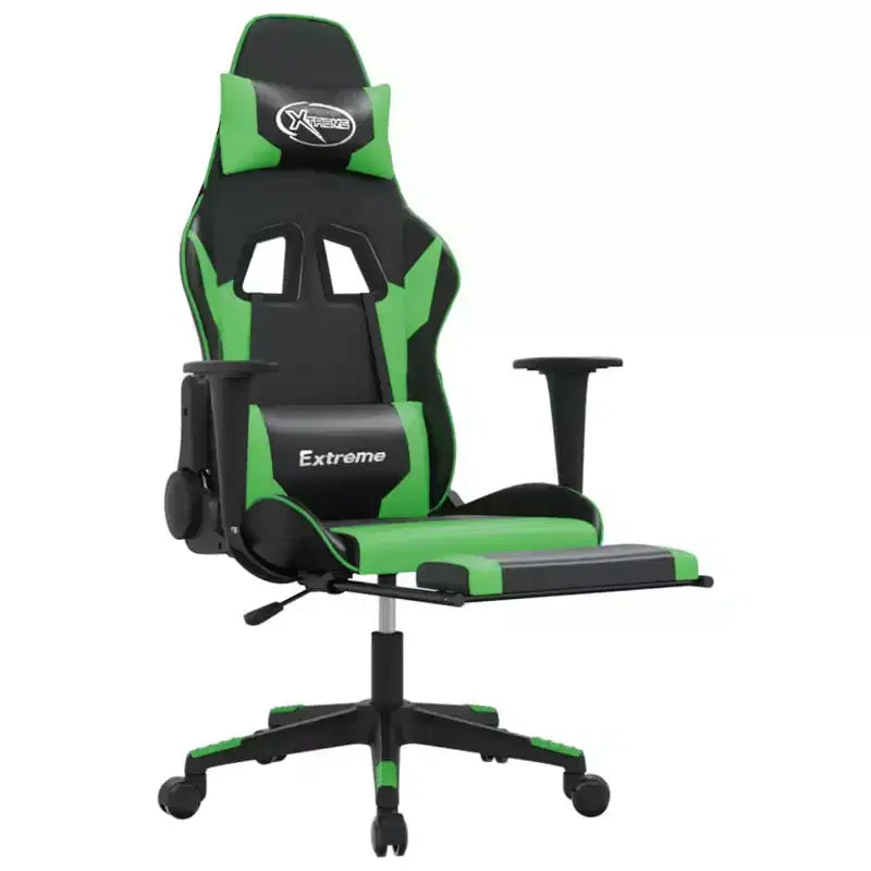 vidaXL Chaise de jeu similicuir noir et vert, métal, contreplaqué, mousse