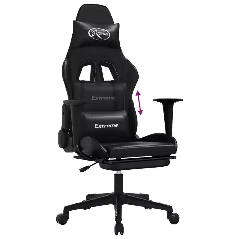 vidaXL Chaise de jeu similicuir noir et vert, métal, contreplaqué, mousse