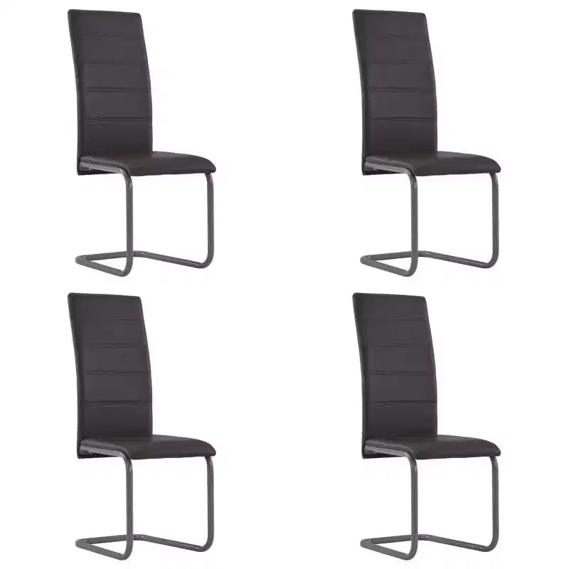 vidaXL Dining Chair Set of 4 Gray Faux Leather and Steel Standard