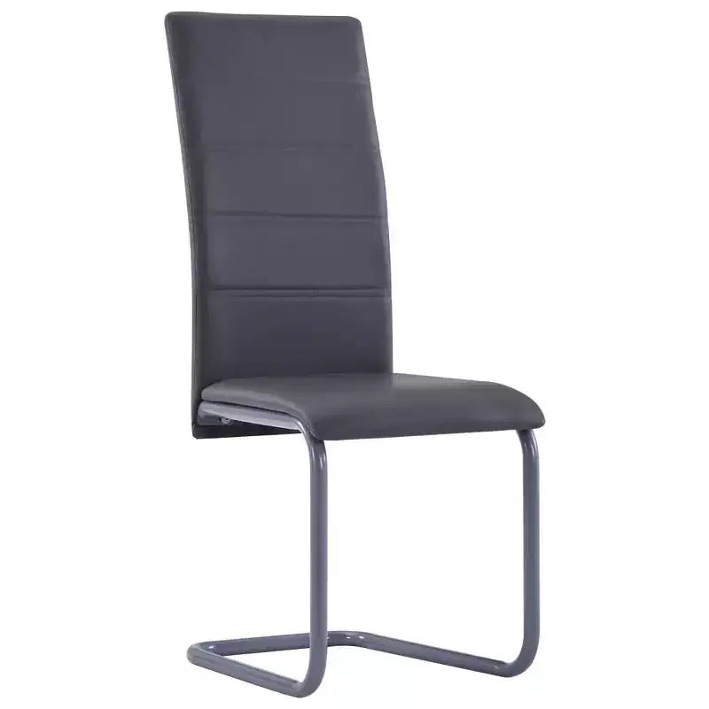 vidaXL Dining Chair Set of 4 Gray Faux Leather and Steel Standard