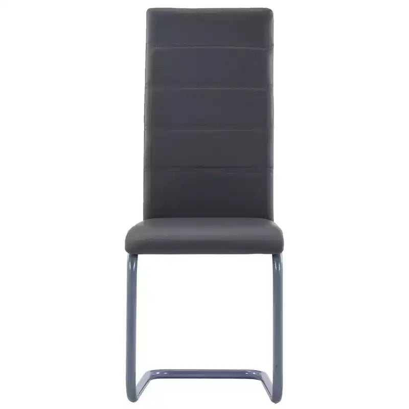 vidaXL Dining Chair Set of 4 Gray Faux Leather and Steel Standard