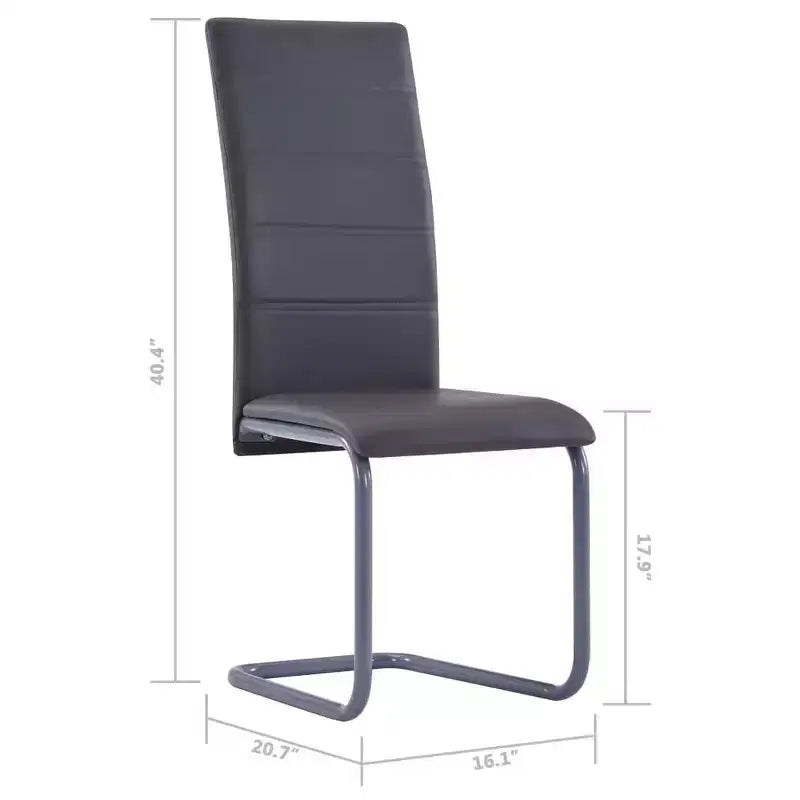 vidaXL Dining Chair Set of 4 Gray Faux Leather and Steel Standard