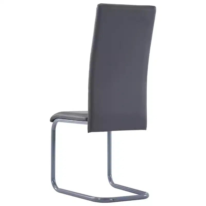 vidaXL Dining Chair Set of 4 Gray Faux Leather and Steel Standard
