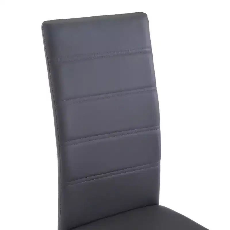 vidaXL Dining Chair Set of 4 Gray Faux Leather and Steel Standard
